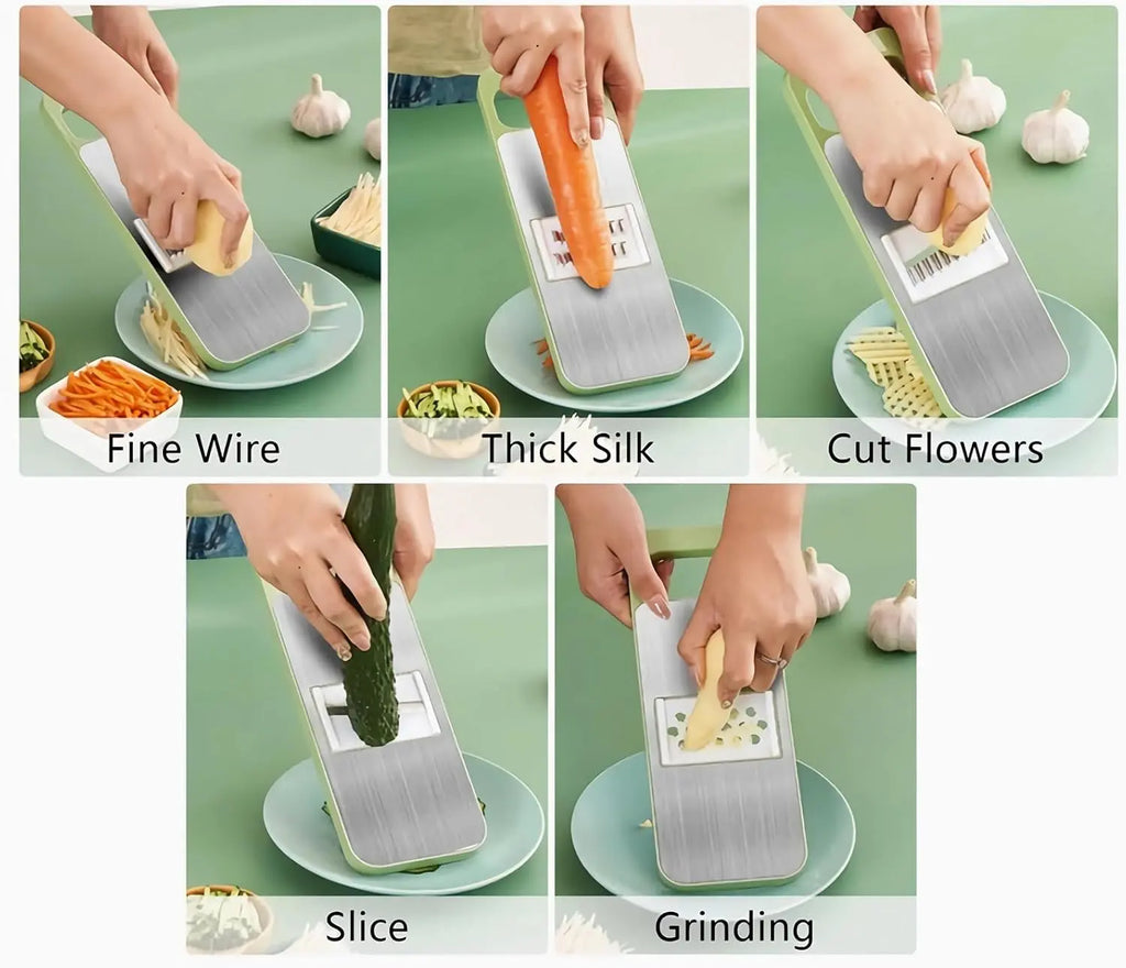 Ultimate Multi-Functional Vegetable Slicer: Adjustable Stainless Steel Blades, Comfortable Grip, and Safety Features for Effortless Meal Prep