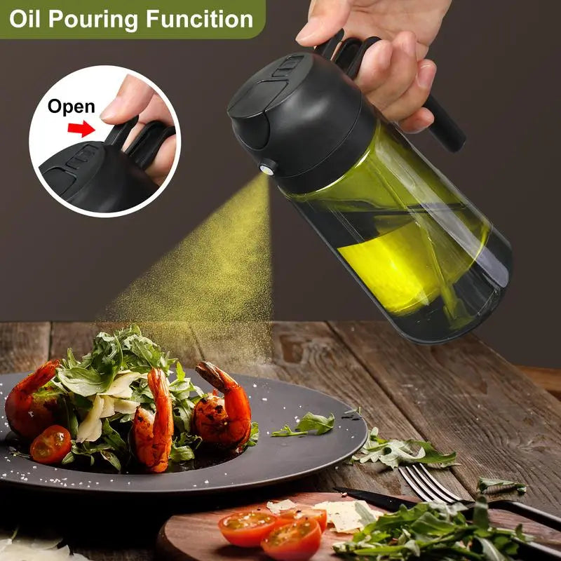 Must-Have Kitchen Essential! 16Oz Light-Blocking Olive Oil Dispenser & Sprayer in Dark Glass – Protects Freshness, Perfect for Air Fryer, Baking, BBQ, and Salads. 2-In-1 Healthy Cooking Tool for Effortless Control and Mess-Free Pouring! Utensils