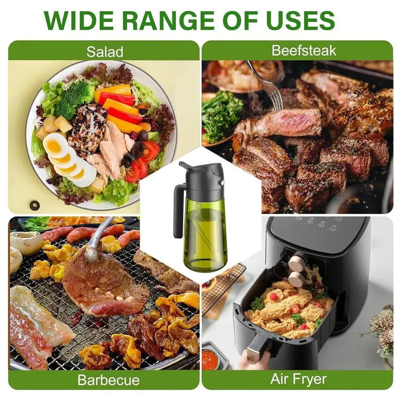 Must-Have Kitchen Essential! 16Oz Light-Blocking Olive Oil Dispenser & Sprayer in Dark Glass – Protects Freshness, Perfect for Air Fryer, Baking, BBQ, and Salads. 2-In-1 Healthy Cooking Tool for Effortless Control and Mess-Free Pouring! Utensils