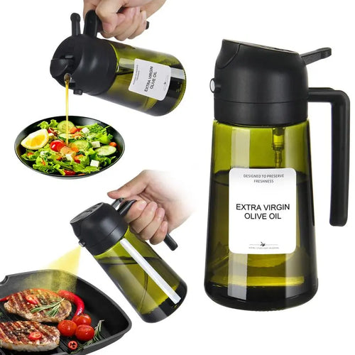 Must-Have Kitchen Essential! 16Oz Light-Blocking Olive Oil Dispenser & Sprayer in Dark Glass – Protects Freshness, Perfect for Air Fryer, Baking, BBQ, and Salads. 2-In-1 Healthy Cooking Tool for Effortless Control and Mess-Free Pouring! Utensils