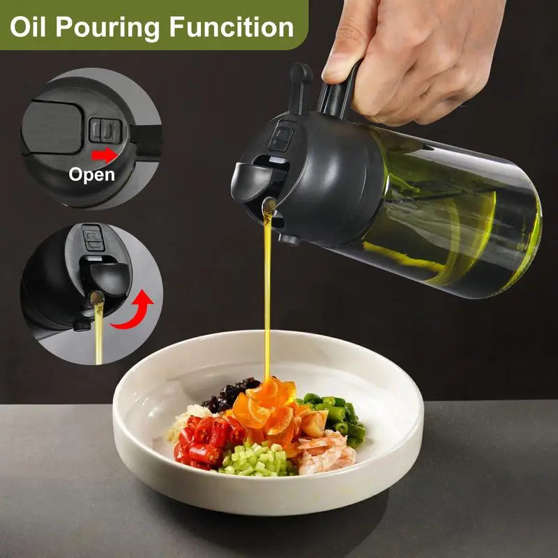 Must-Have Kitchen Essential! 16Oz Light-Blocking Olive Oil Dispenser & Sprayer in Dark Glass – Protects Freshness, Perfect for Air Fryer, Baking, BBQ, and Salads. 2-In-1 Healthy Cooking Tool for Effortless Control and Mess-Free Pouring! Utensils