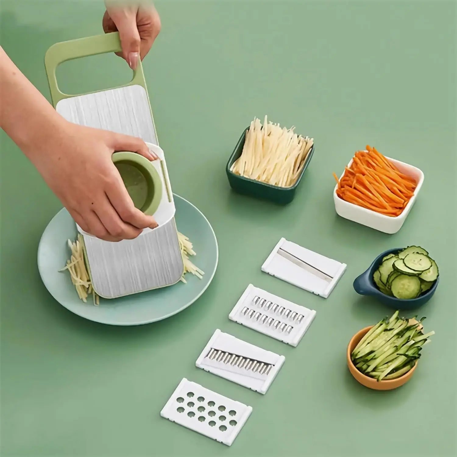 Ultimate Multi-Functional Vegetable Slicer: Adjustable Stainless Steel Blades, Comfortable Grip, and Safety Features for Effortless Meal Prep