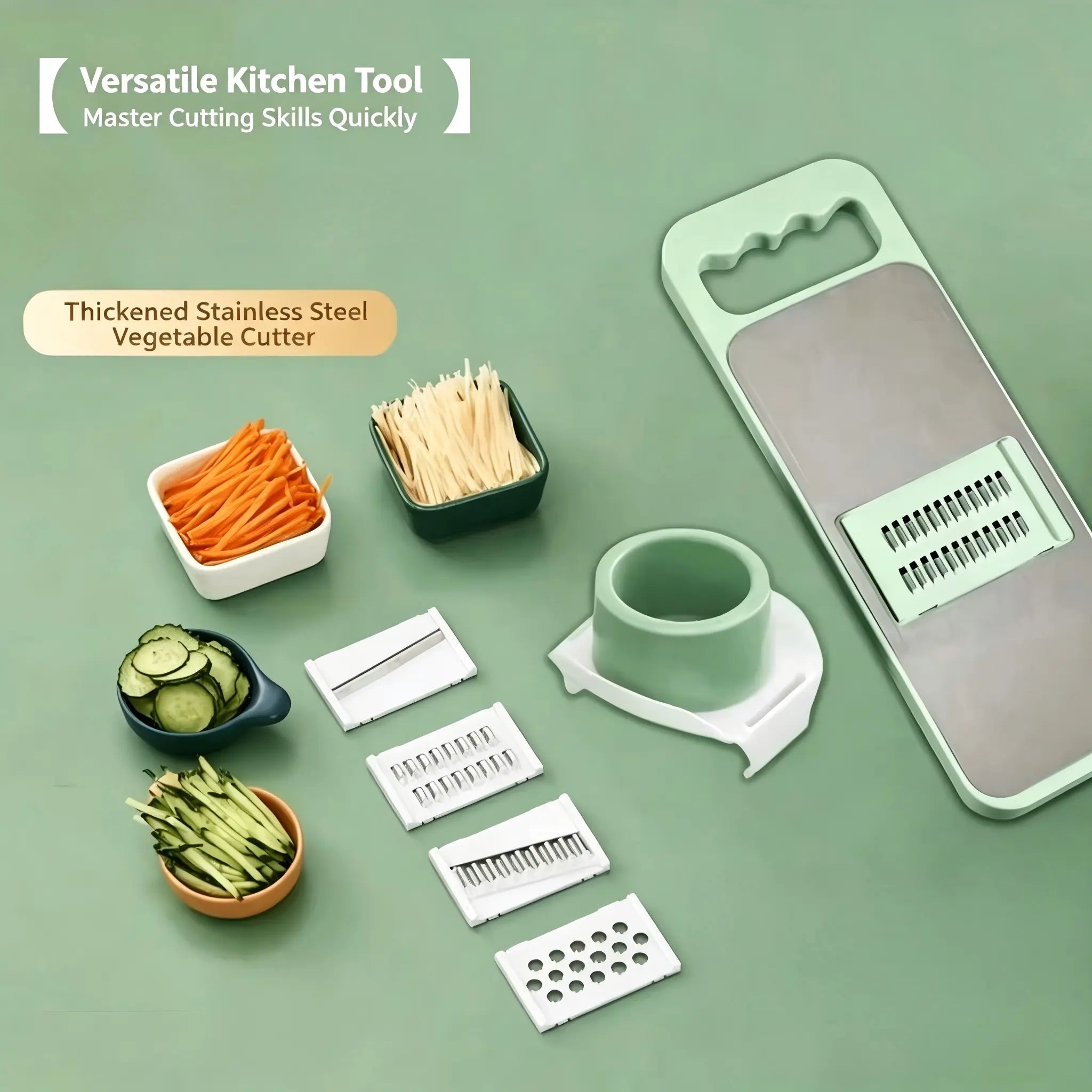 Ultimate Multi-Functional Vegetable Slicer: Adjustable Stainless Steel Blades, Comfortable Grip, and Safety Features for Effortless Meal Prep
