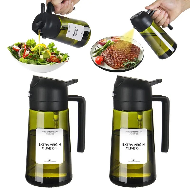 Must-Have Kitchen Essential! 16Oz Light-Blocking Olive Oil Dispenser & Sprayer in Dark Glass – Protects Freshness, Perfect for Air Fryer, Baking, BBQ, and Salads. 2-In-1 Healthy Cooking Tool for Effortless Control and Mess-Free Pouring! Utensils