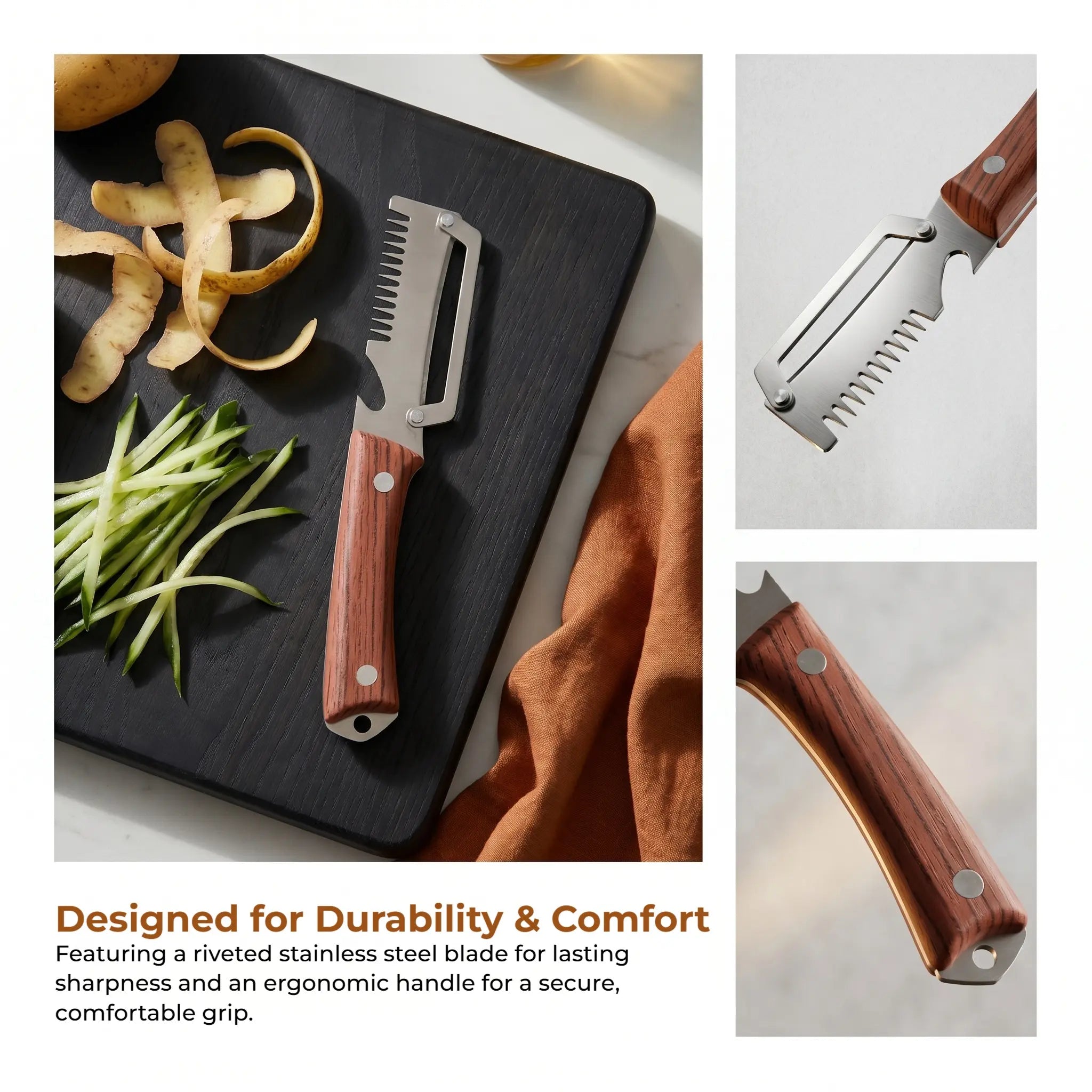 Transform Your Cooking Experience with the 2-Piece Premium 3-in-1 Kitchen Peeler – Heavy Duty Stainless Steel Multi-Tool with Ultra Sharp Vegetable Peeler, Julienne Shredder, and Convenient Bottle Opener!